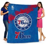philadelphia 76ers grunge texture blue blanket best selling