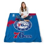 philadelphia 76ers grunge texture blue blanket best selling