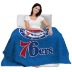 philadelphia 76ers grunge texture blue blanket best selling