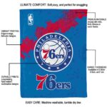philadelphia 76ers grunge texture blue blanket best selling