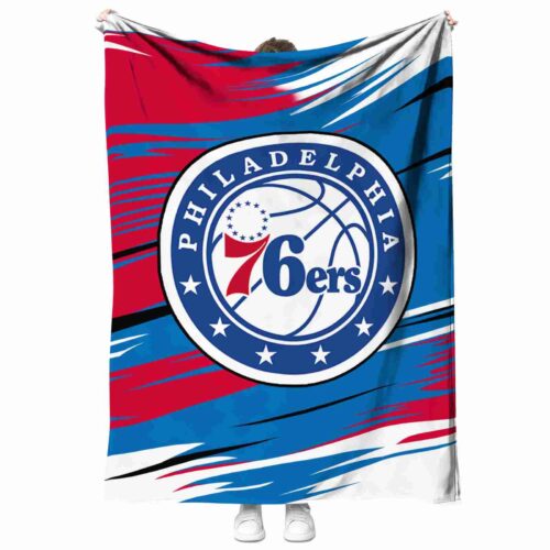 philadelphia 76ers paint streaks blue white blanket best selling