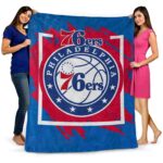 philadelphia 76ers splatter effect blue blanket best selling