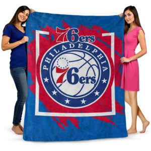 philadelphia 76ers splatter effect blue blanket fashion forward