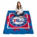 philadelphia 76ers splatter effect blue blanket best selling