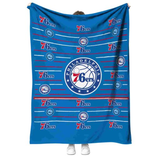 philadelphia 76ers striped pattern blue blanket best selling