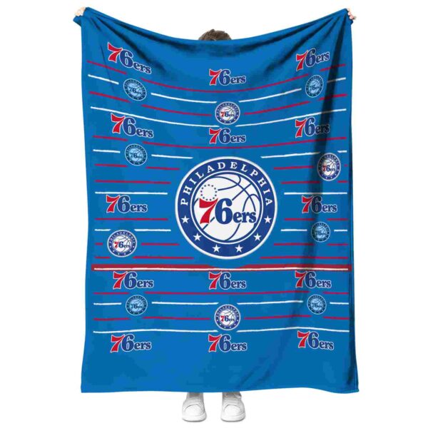 philadelphia 76ers striped pattern blue blanket best selling