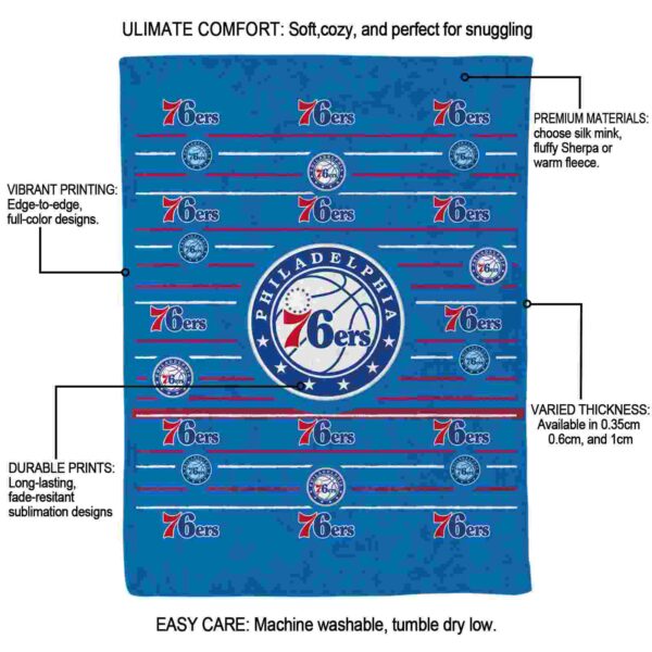 philadelphia 76ers striped pattern blue blanket new arrival