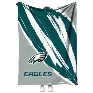 philadelphia eagles brushstrokes green white blanket best selling