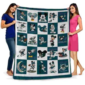 philadelphia eagles mickey minnie green white blanket fashion forward