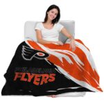 philadelphia flyers brushstrokes orange white blanket best selling
