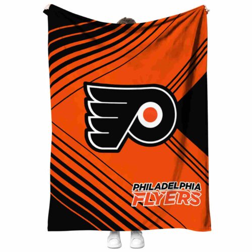 philadelphia flyers diagonal stripes orange blanket best selling