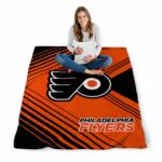 philadelphia flyers diagonal stripes orange blanket high quality