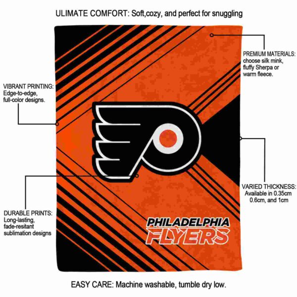 philadelphia flyers diagonal stripes orange blanket new arrival