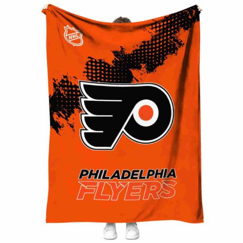 philadelphia flyers grunge texture orange blanket best selling