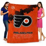 philadelphia flyers grunge texture orange blanket best selling