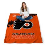 philadelphia flyers grunge texture orange blanket best selling