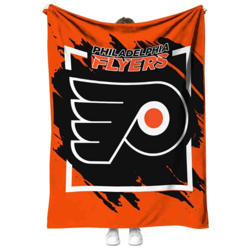 philadelphia flyers splatter effect orange blanket best selling