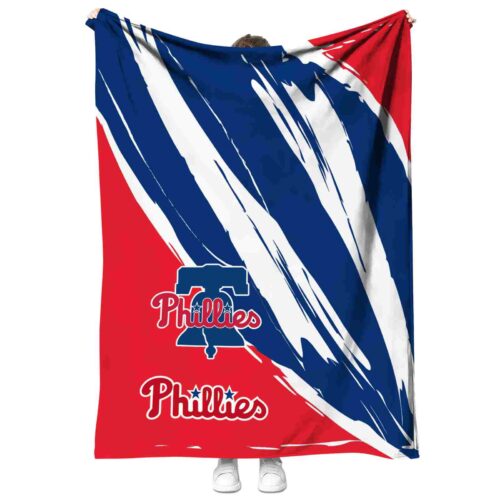 philadelphia phillies brushstrokes blue white blanket best selling