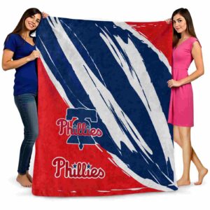 philadelphia phillies brushstrokes blue white blanket fashion forward