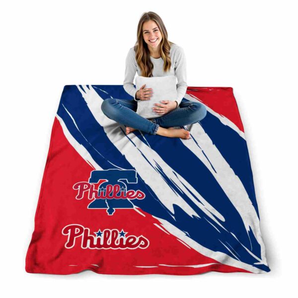 philadelphia phillies brushstrokes blue white blanket high quality
