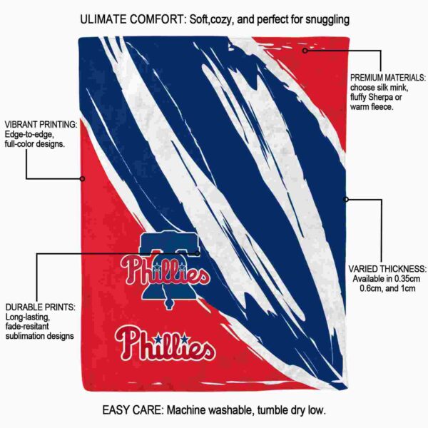 philadelphia phillies brushstrokes blue white blanket new arrival
