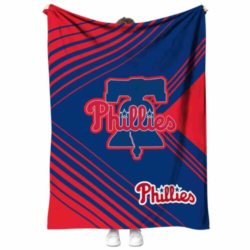 philadelphia phillies diagonal stripes blue blanket best selling