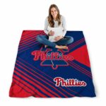 philadelphia phillies diagonal stripes blue blanket high quality