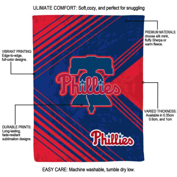 philadelphia phillies diagonal stripes blue blanket new arrival