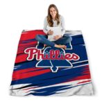 philadelphia phillies paint streaks blue white blanket high quality