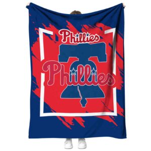 philadelphia phillies splatter effect blue blanket best selling