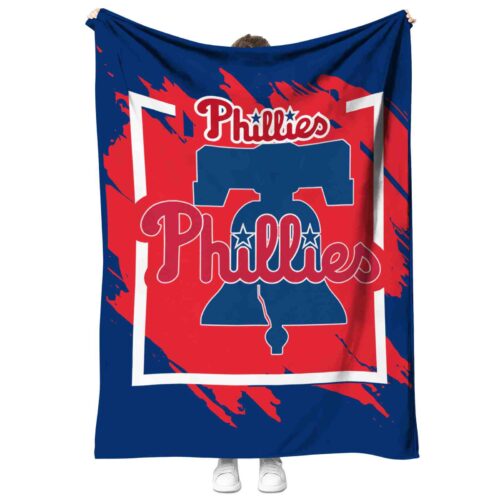 philadelphia phillies splatter effect blue blanket best selling