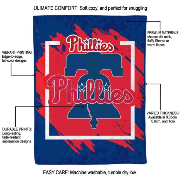 philadelphia phillies splatter effect blue blanket new arrival