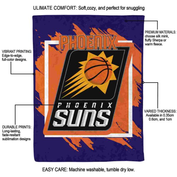 phoenix suns splatter effect purple blanket new arrival