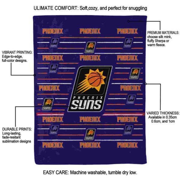 phoenix suns striped pattern purple blanket new arrival