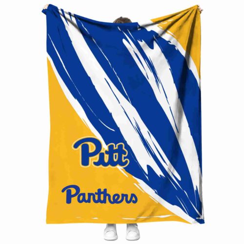 pittsburgh panthers brushstrokes royal blue white blanket best selling