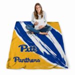 pittsburgh panthers brushstrokes royal blue white blanket high quality
