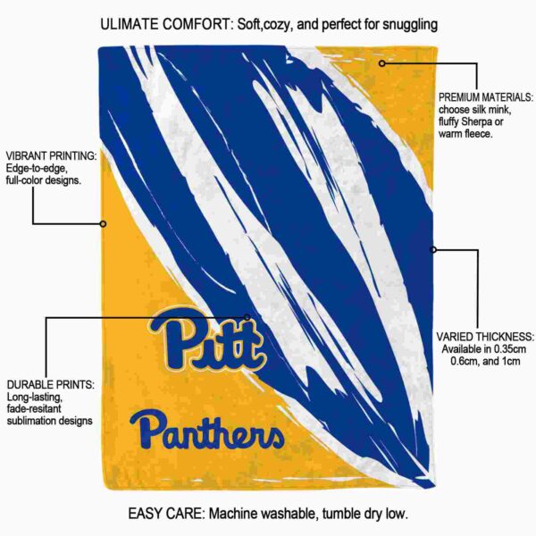 pittsburgh panthers brushstrokes royal blue white blanket new arrival