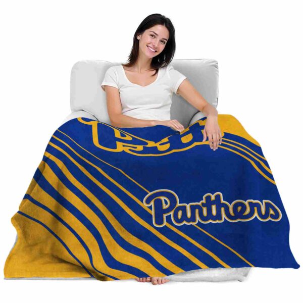 pittsburgh panthers diagonal stripes royal blue blanket latest model