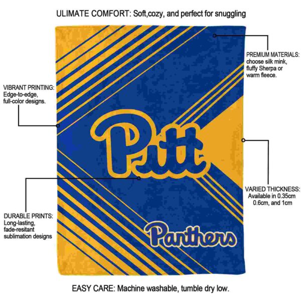 pittsburgh panthers diagonal stripes royal blue blanket new arrival