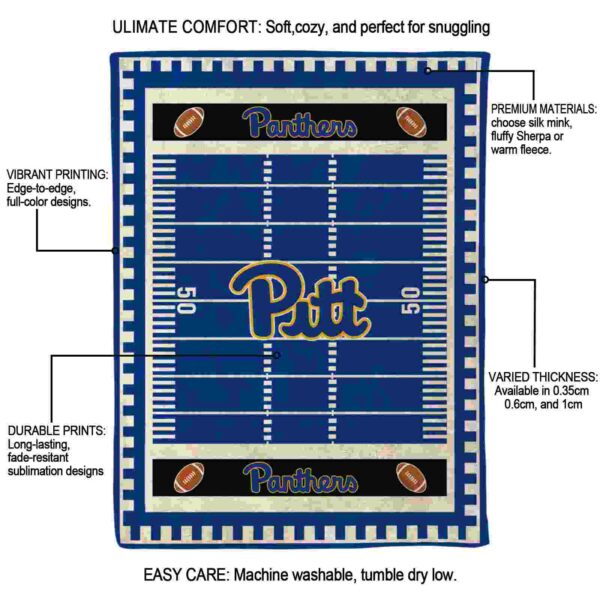 pittsburgh panthers football field royal blue blanket new arrival