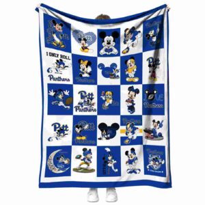 pittsburgh panthers mickey minnie royal blue white blanket best selling