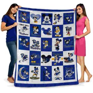 pittsburgh panthers mickey minnie royal blue white blanket fashion forward