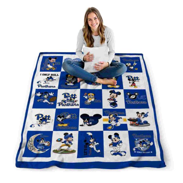 pittsburgh panthers mickey minnie royal blue white blanket high quality