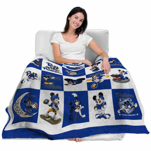 pittsburgh panthers mickey minnie royal blue white blanket latest model