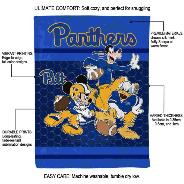 pittsburgh panthers three musketeers royal blue blanket new arrival