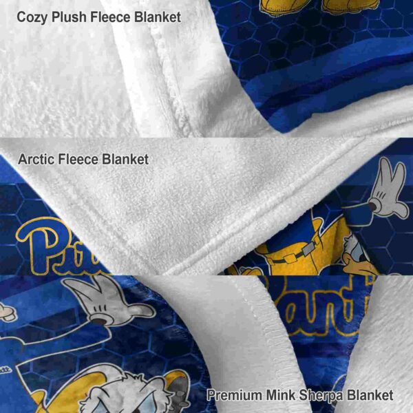 pittsburgh panthers three musketeers royal blue blanket premium grade