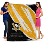 pittsburgh penguins brushstrokes yellow white blanket best selling
