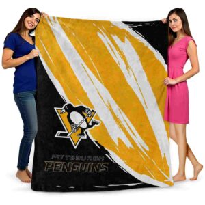 pittsburgh penguins brushstrokes yellow white blanket fashion forward