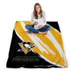 pittsburgh penguins brushstrokes yellow white blanket best selling