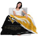 pittsburgh penguins brushstrokes yellow white blanket best selling